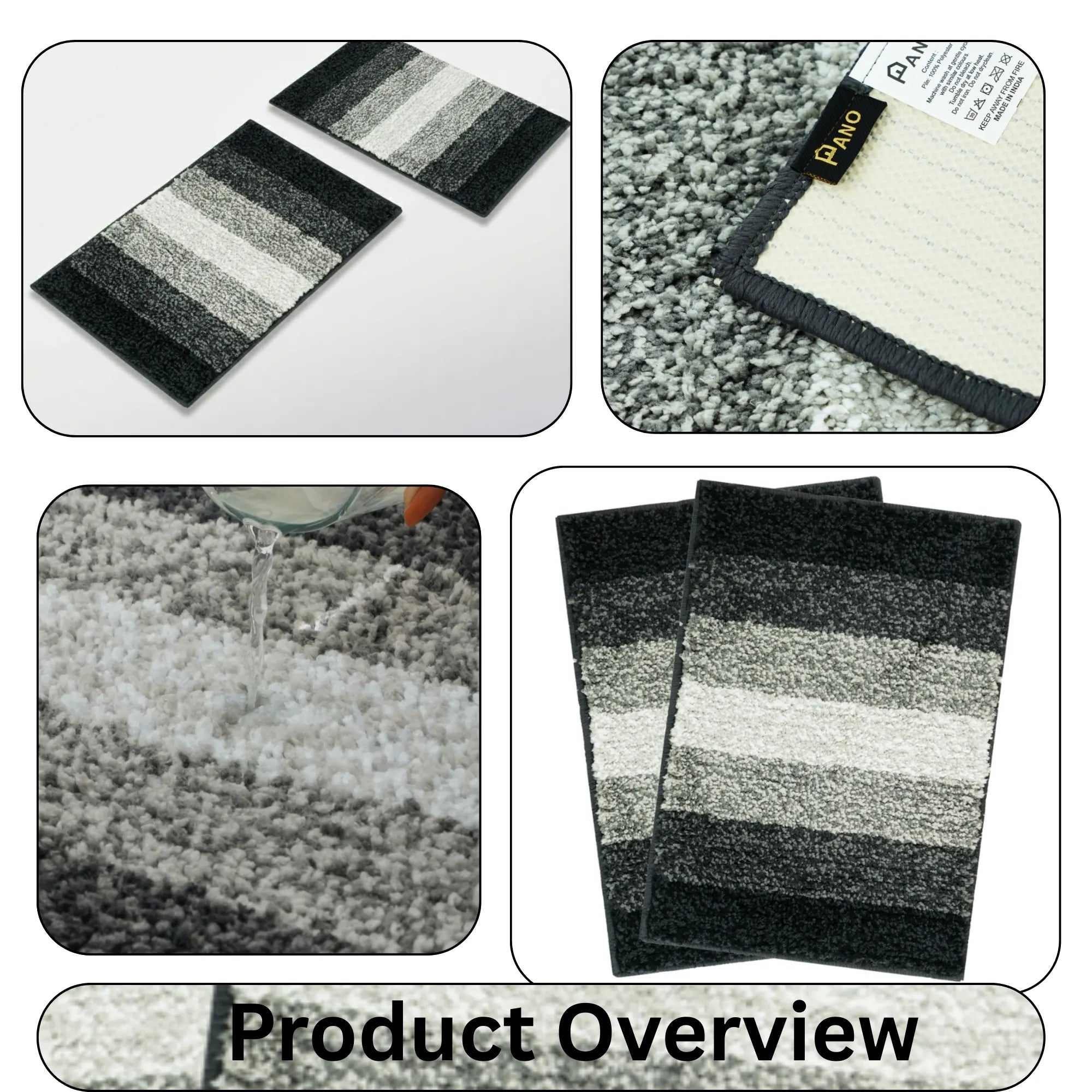 Textured Anti Skid Grey Bathmat - Pano