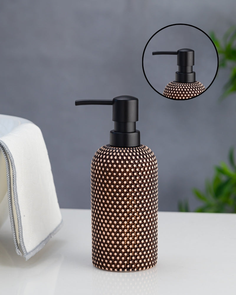 Exclusive Polyresin Soap Dispenser for Handwash for Bathroom Polka Dot Brown - Pano